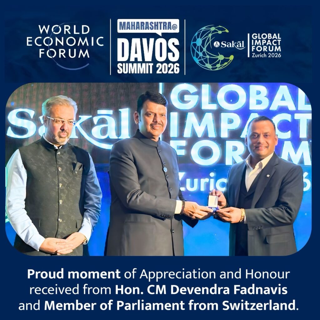 Dilip Auti receiving an honour at the Global Impact Forum, Davos 2026